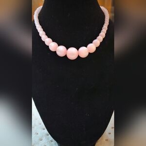 Vintage Bubble Gum Pink Lucite Beaded Necklace